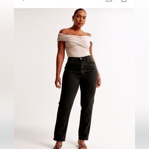 Abercrombie Ultra high rise curve love ankle straight Jean in black